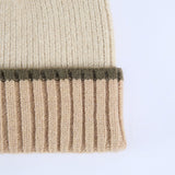Blocked Viscose Ribbed Beanie.PU Label.