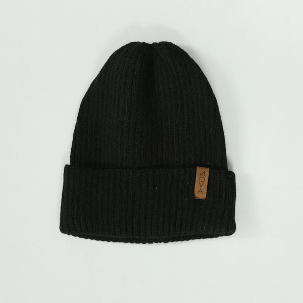 BLACK JACUARD RIBBED BEANIE – Fashion Fusion