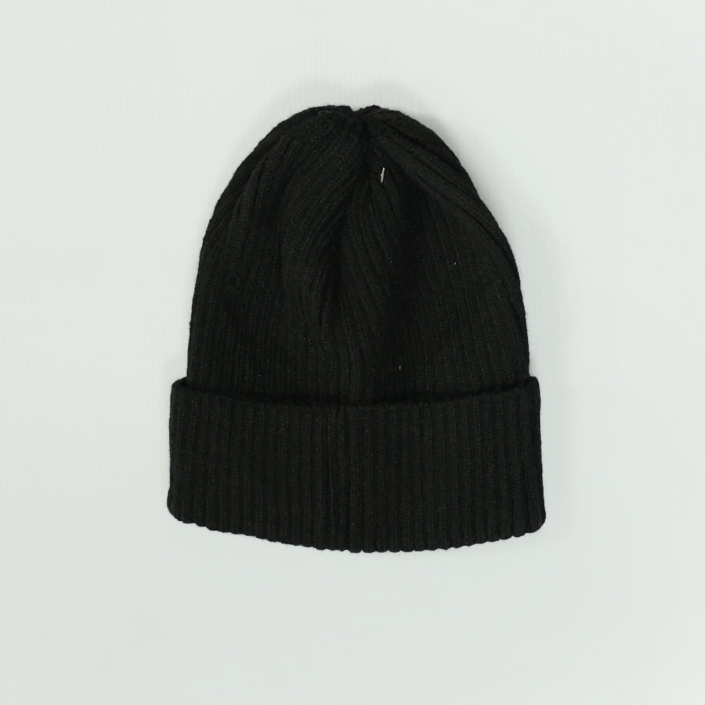 BLACK JACUARD RIBBED BEANIE