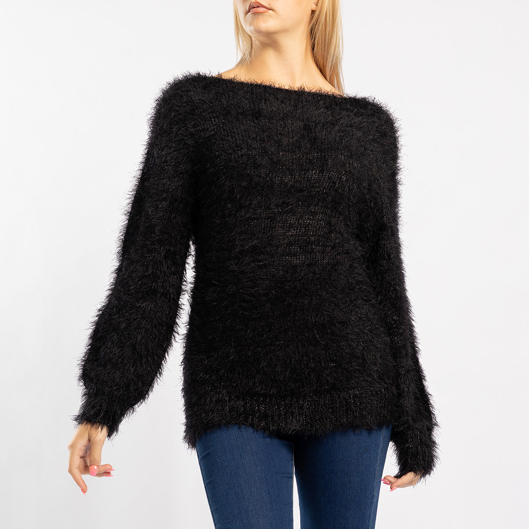 BLACK LONG SLEEVE FUR JERSEY