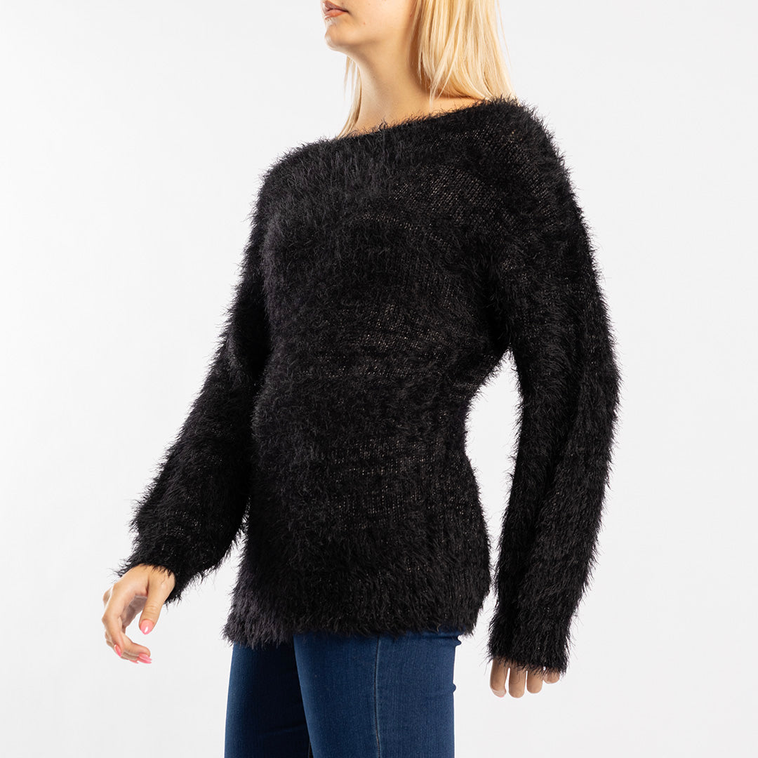 BLACK LONG SLEEVE FUR JERSEY