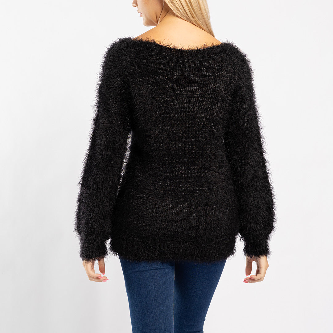 BLACK LONG SLEEVE FUR JERSEY