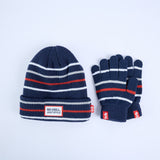 Striped Beanie And Glove Set.
