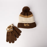 Colourblocked Beanie And Glove Set.