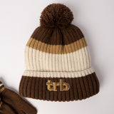 Colourblocked Beanie And Glove Set.
