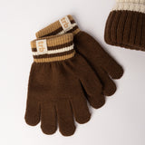 Colourblocked Beanie And Glove Set.