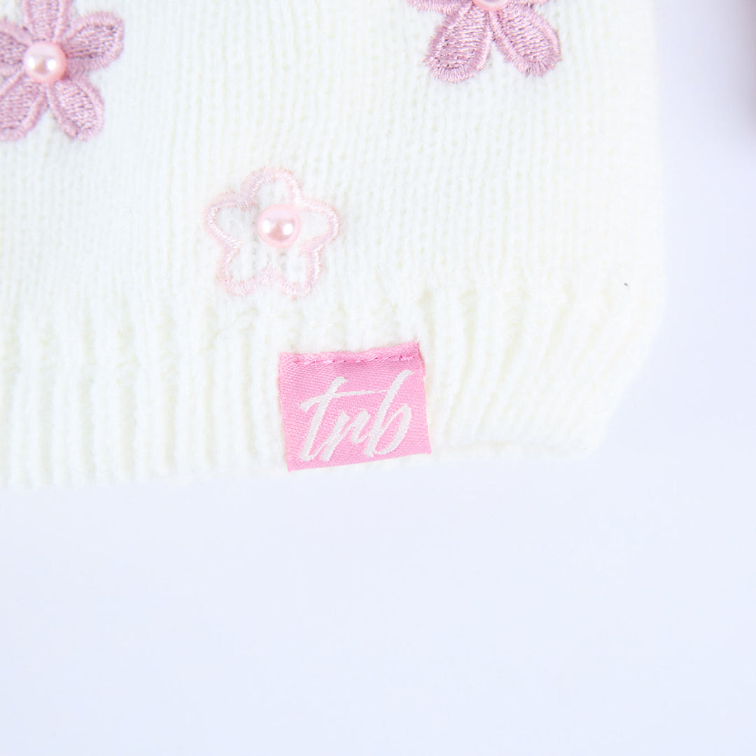 Floral Beanie And Glove Set.