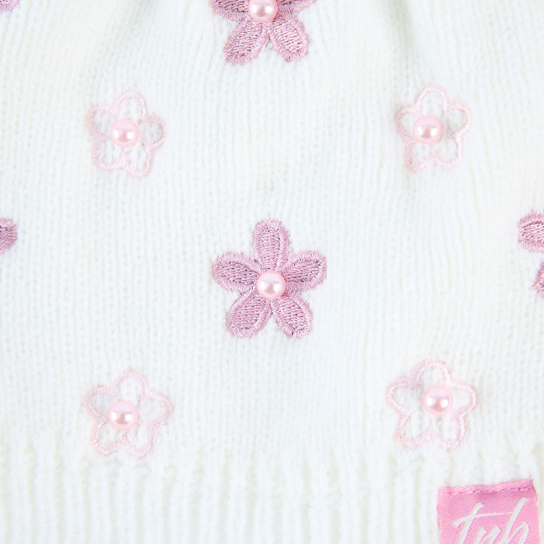 Floral Beanie And Glove Set.