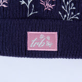 Floral Embroidery Beanie And Glove Set.