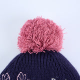 Floral Embroidery Beanie And Glove Set.