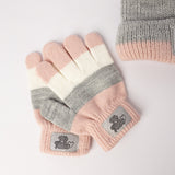 Striped Beanie And Glove Set.
