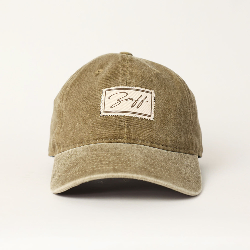 Washed Cotton Twill Dad Cap.Woven Badge.