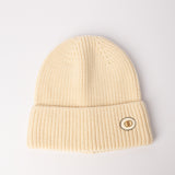 Ribbed Beanie.Gold Trim Detail.