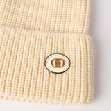 Ribbed Beanie.Gold Trim Detail.