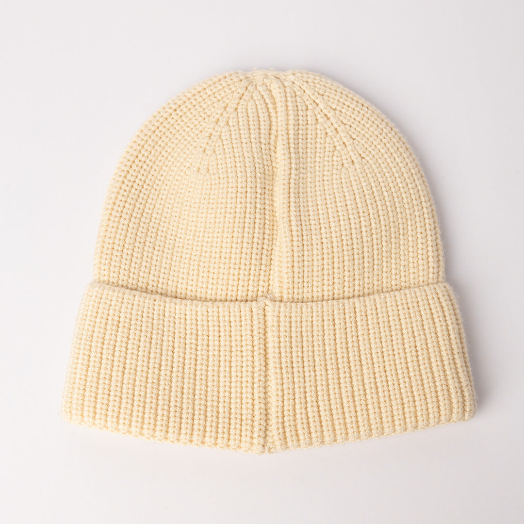 Ribbed Beanie.Gold Trim Detail.