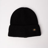 Ribbed Beanie.Gold Trim Detail.