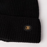 Ribbed Beanie.Gold Trim Detail.