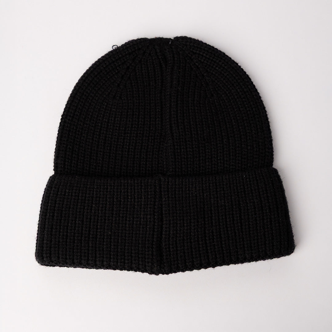 Ribbed Beanie.Gold Trim Detail.