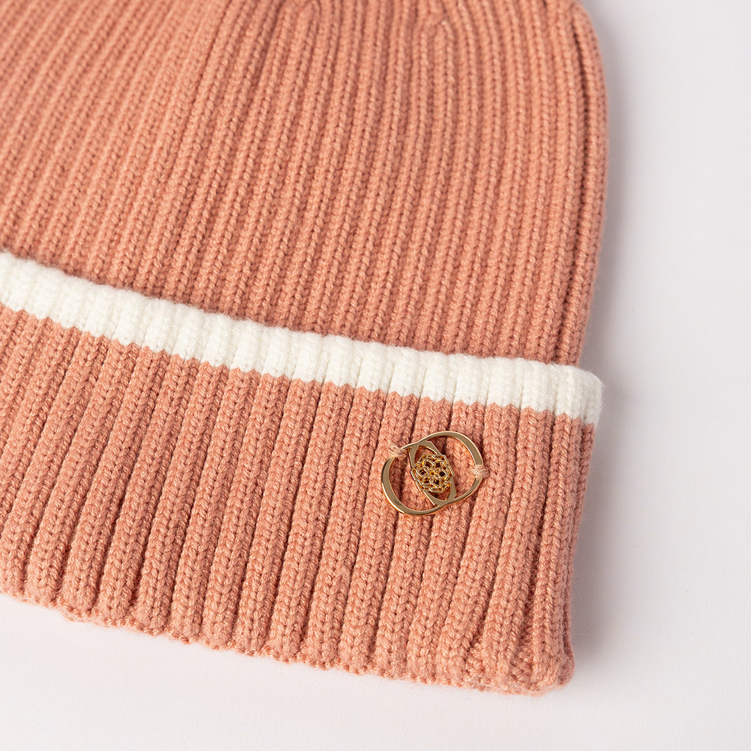 Ribbed Beanie.Pom Pom Detail.