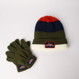 Coloublock Beanie And Glove Set.