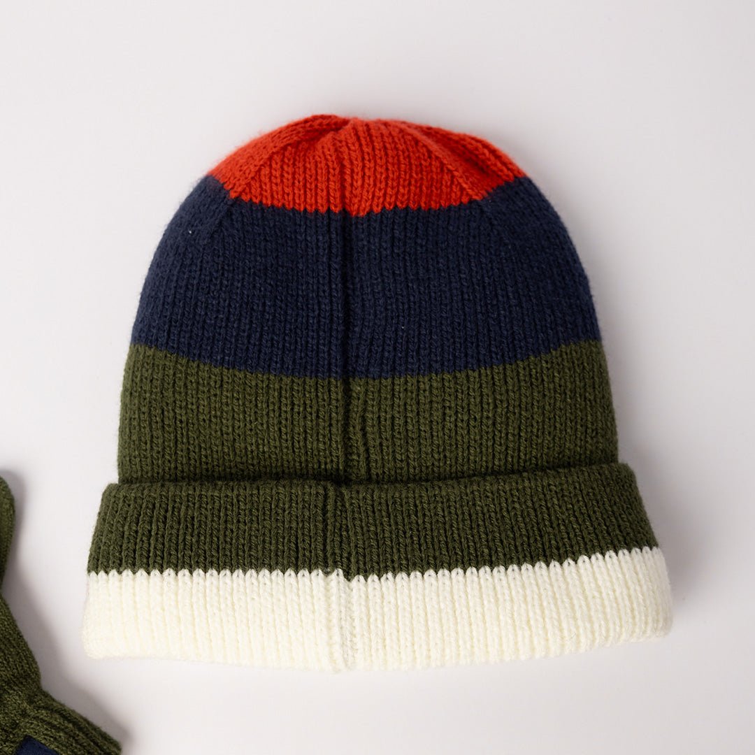 Coloublock Beanie And Glove Set.