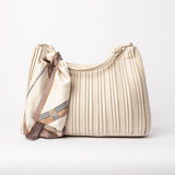 Pleated Large Hobo Bag.Scarf Detail.