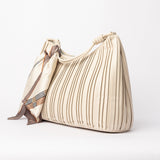 Pleated Large Hobo Bag.Scarf Detail.