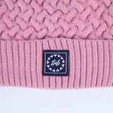 Cable Knite Turn Up Beanie.Pom Pom.