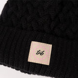 Cable Knite Turn Up Beanie.Pom Pom.