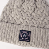 Cable Knite Turn Up Beanie.Pom Pom.