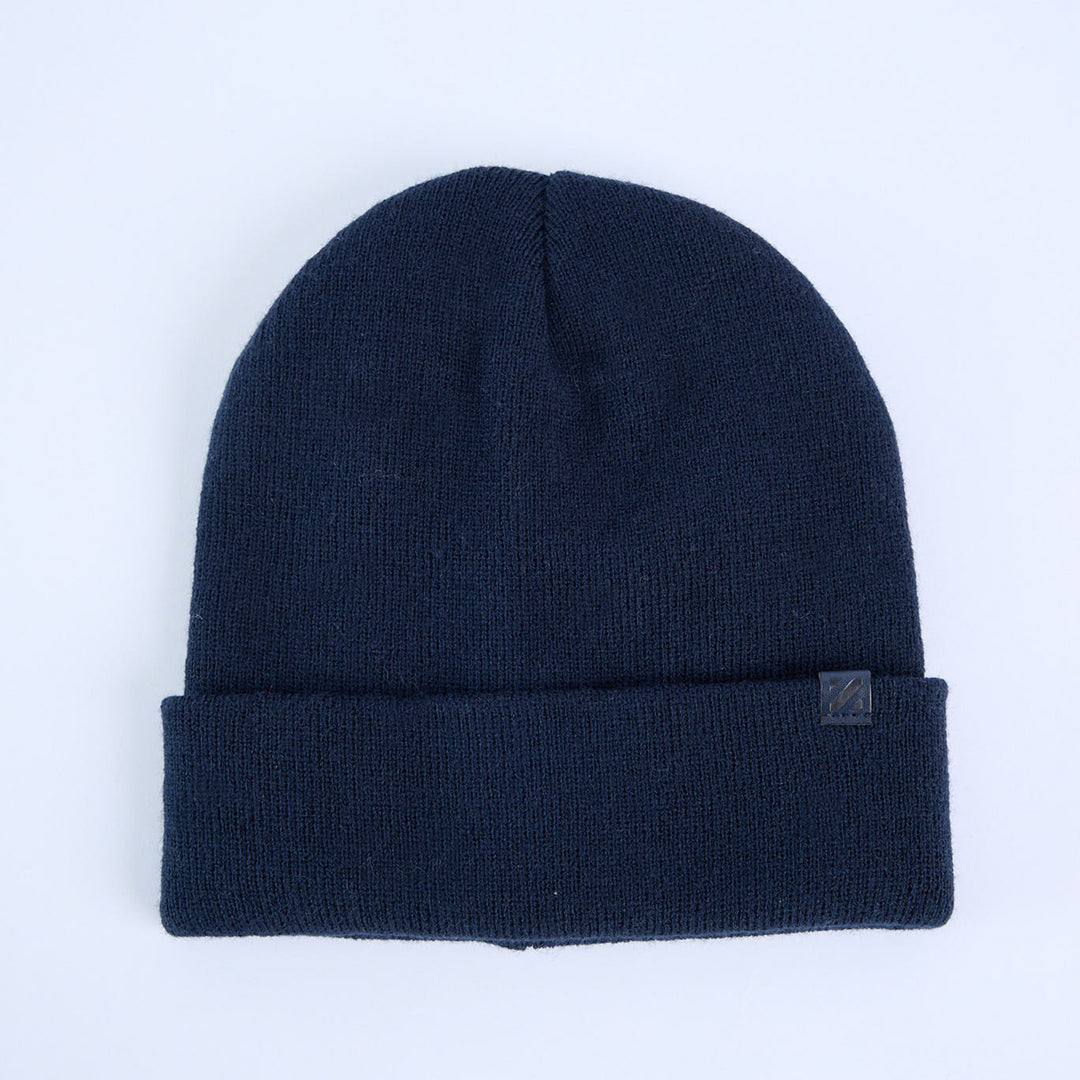 Knit Turn Up Beanie.Rubber Clip Label