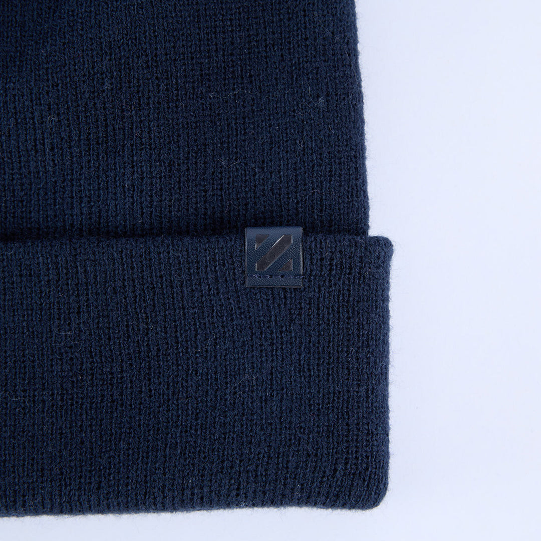 Knit Turn Up Beanie.Rubber Clip Label