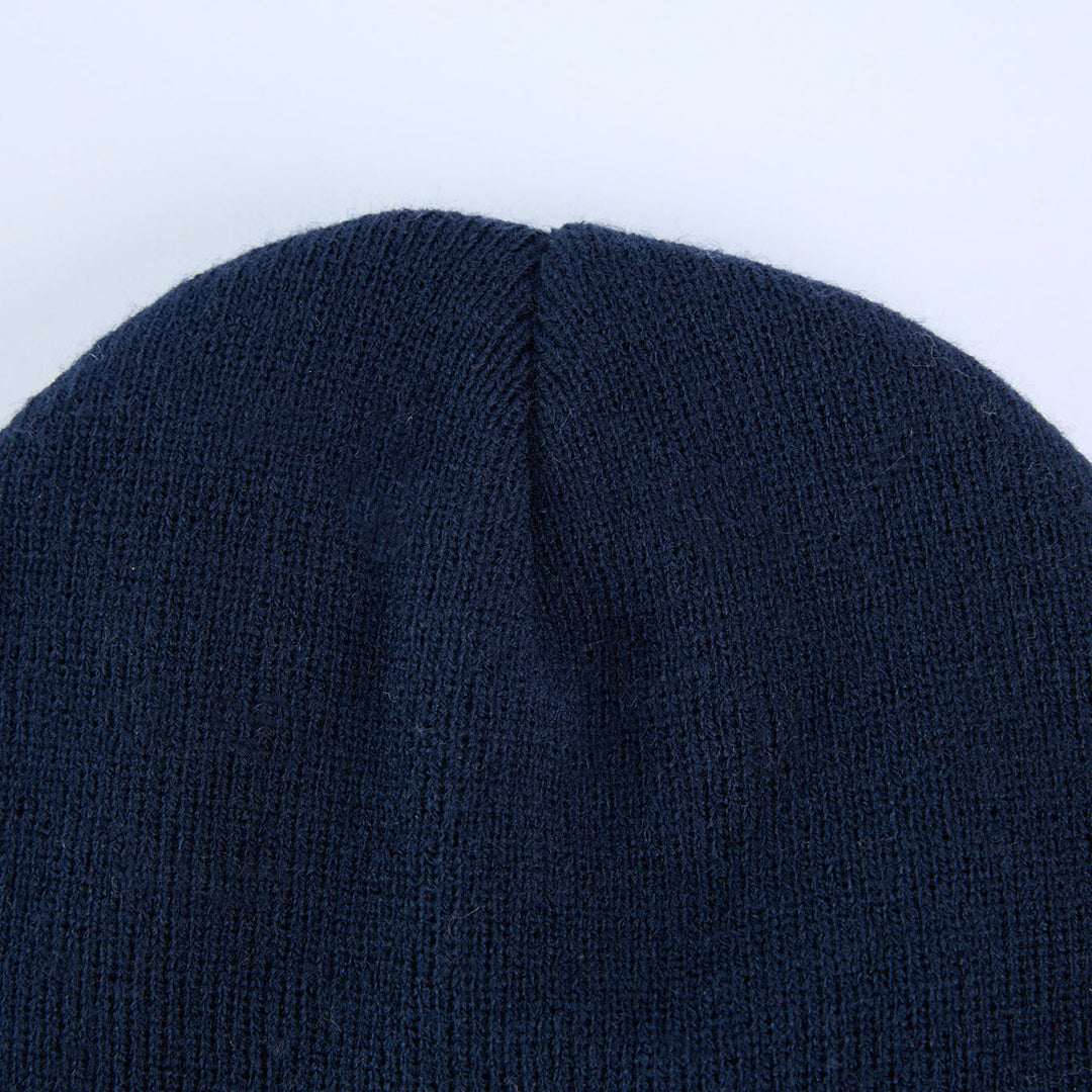 Knit Turn Up Beanie.Rubber Clip Label