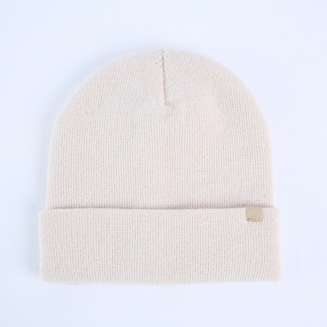 Knit Turn Up Beanie.Rubber Clip Label