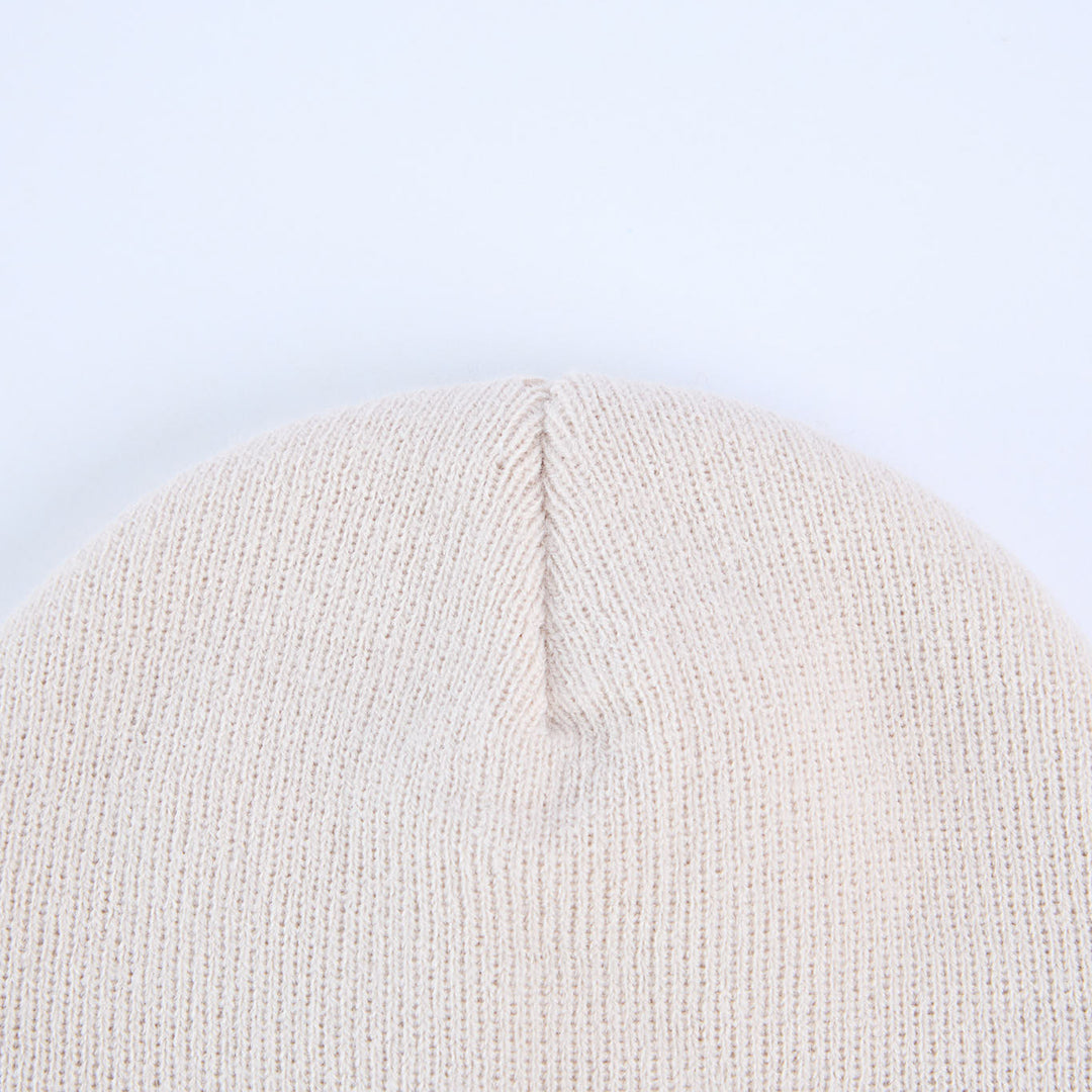 Knit Turn Up Beanie.Rubber Clip Label