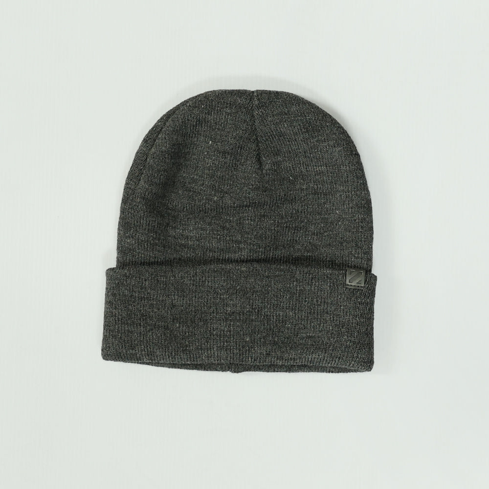 Knit Turn Up Beanie.Rubber Clip Label