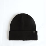 Knit Turn Up Beanie.Rubber Clip Label