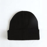 Knit Turn Up Beanie.Rubber Clip Label