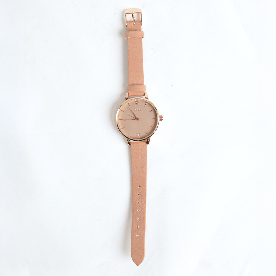 Pu Strap Watch.Taupe Dial.