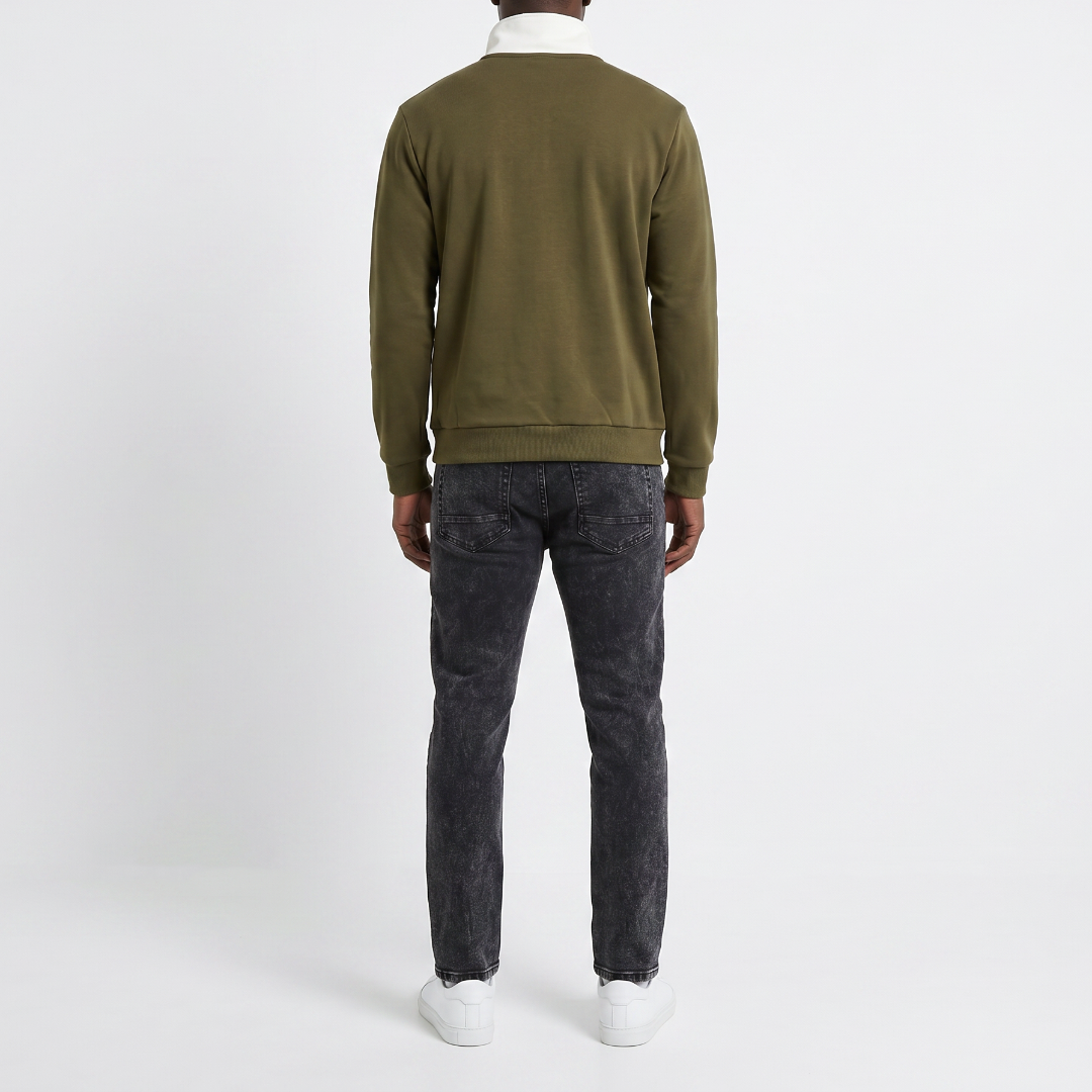 ARMY GREEN PRINTED FLEECE GOLFER