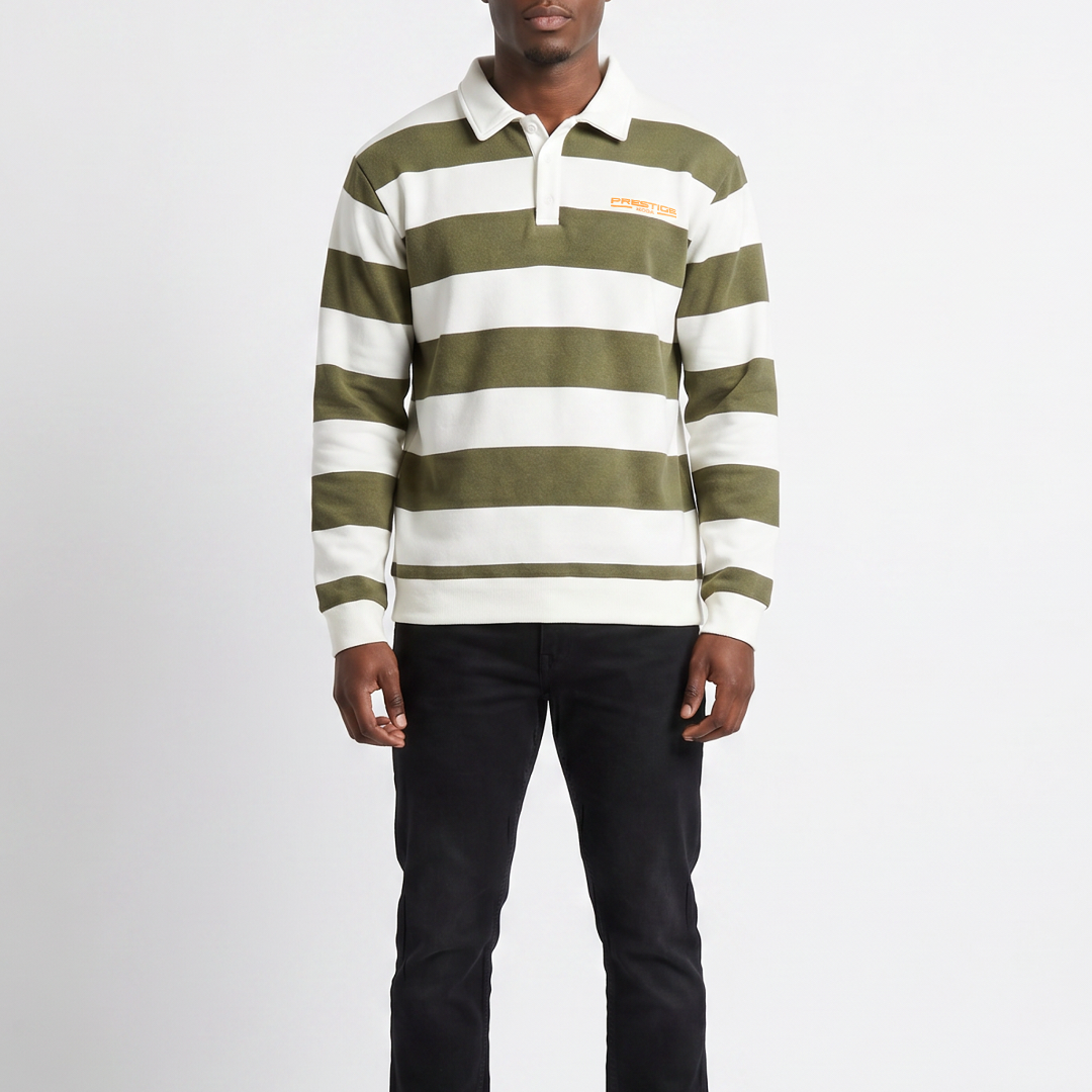 GREEN/OFF-WHITE STRIPE FLEECE GOLFER