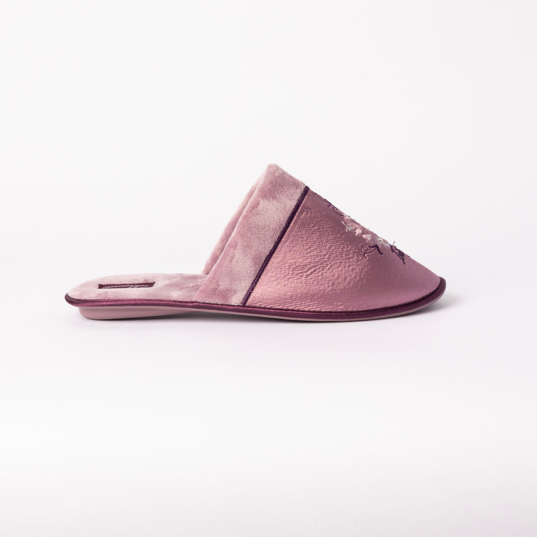 MAUVE CLOSED TOE BEDROOM SLIPPER