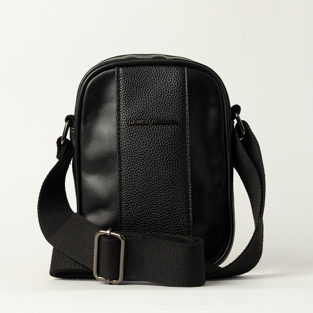 BLACK PU STRUCTURED CROSSBODY BAG