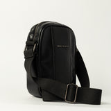 BLACK PU STRUCTURED CROSSBODY BAG