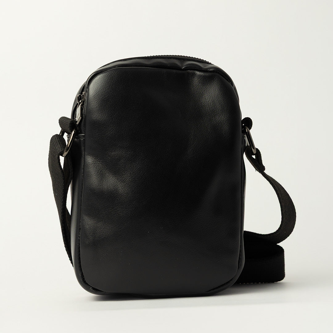 BLACK PU STRUCTURED CROSSBODY BAG