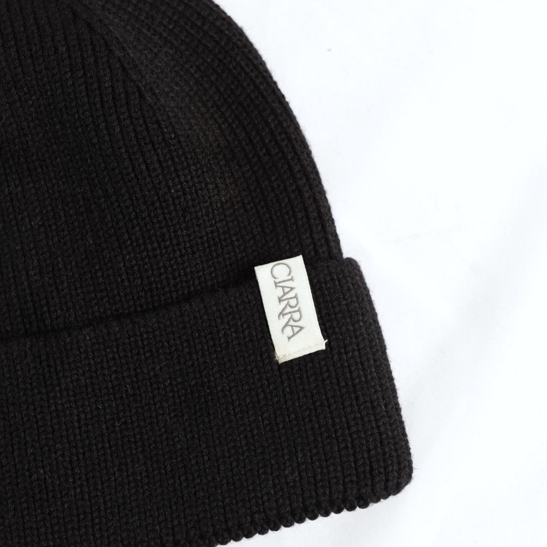 Ribbed Viscose Turn Up Beanie.