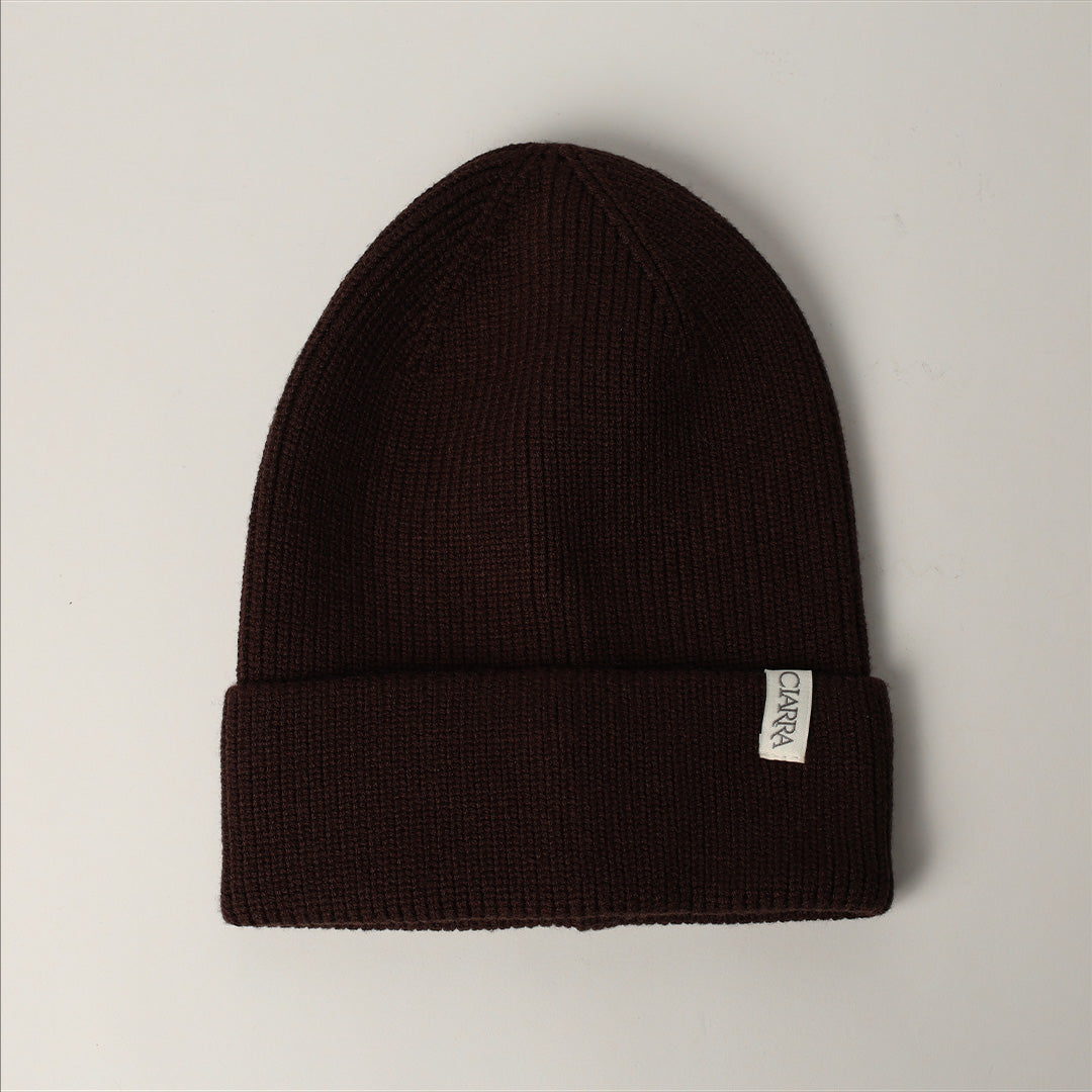 Ribbed Viscose Turn Up Beanie.