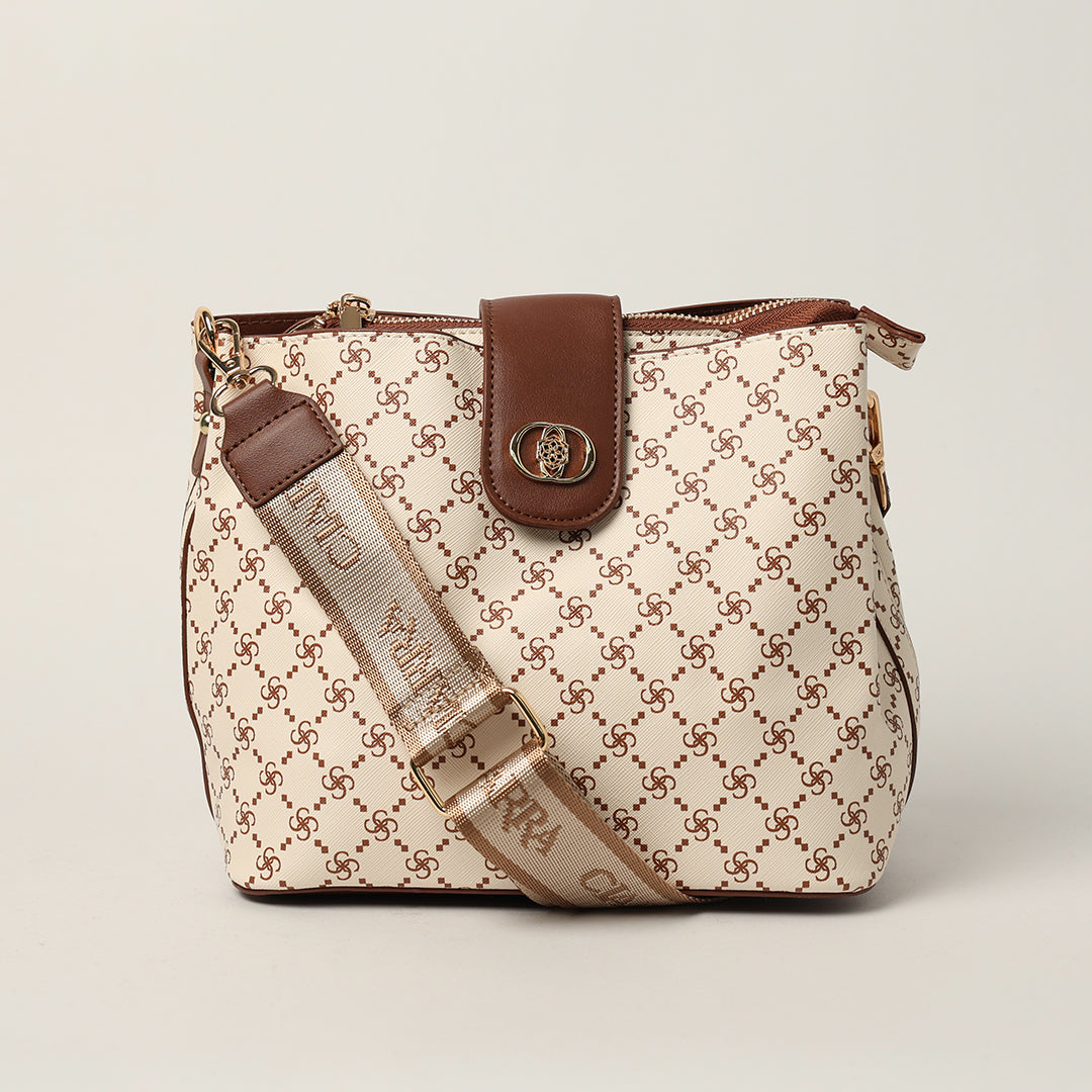 Mid Tote Bag.Clasp Detail.