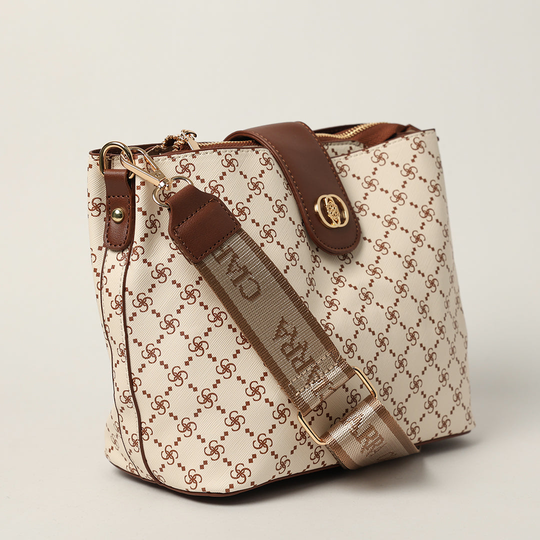 Mid Tote Bag.Clasp Detail.