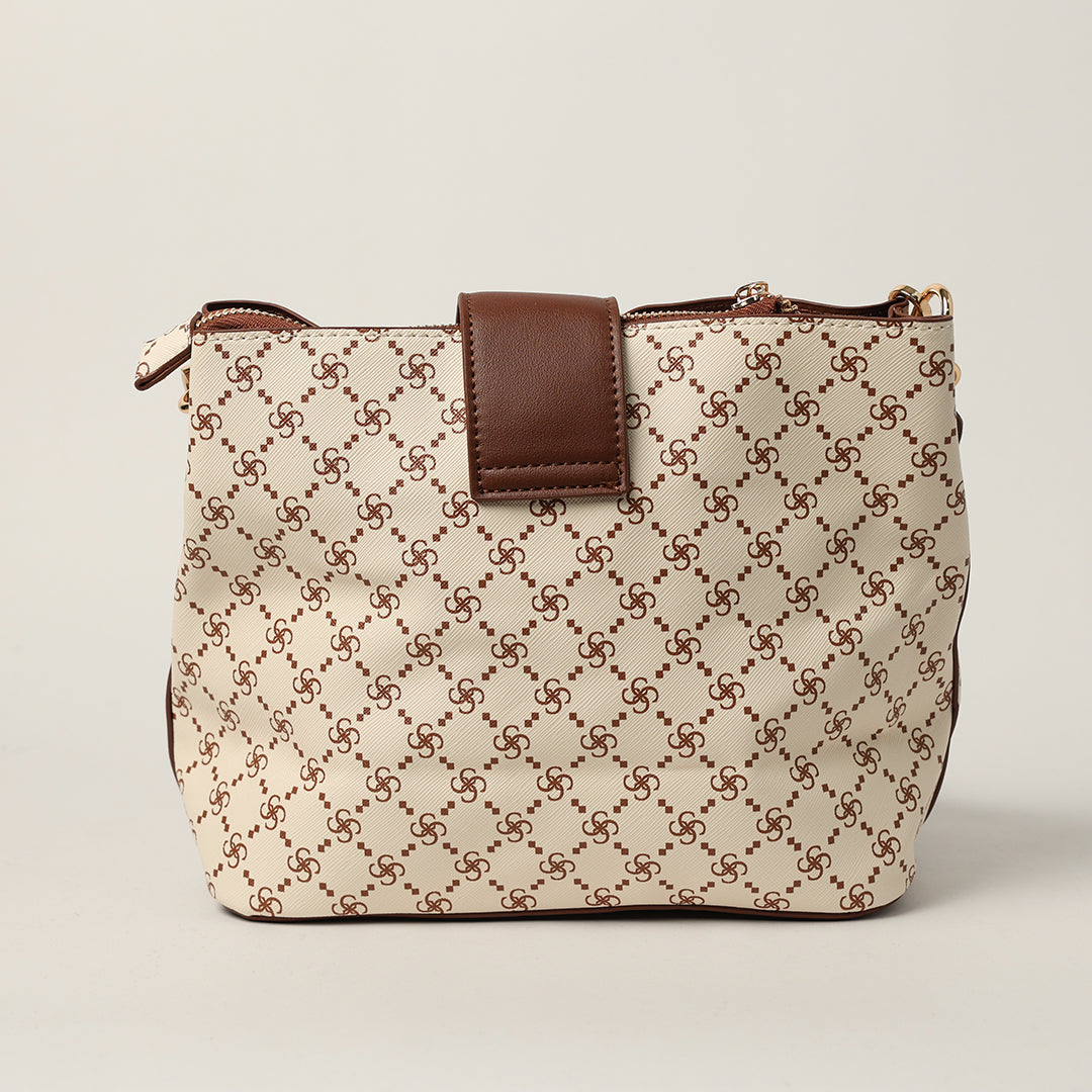 Mid Tote Bag.Clasp Detail.